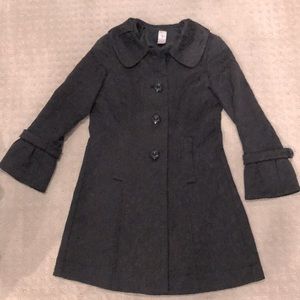 Aqua Black Brocade Holiday Dress Top Coat A-line pleated topcoat Easter